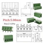 5.08mm Pitch  Terminal Block Connector 2EDG 5.08mm 2-12 Pin Pcb Screw Connector Terminal Block 2EDG Socket PCB Screw