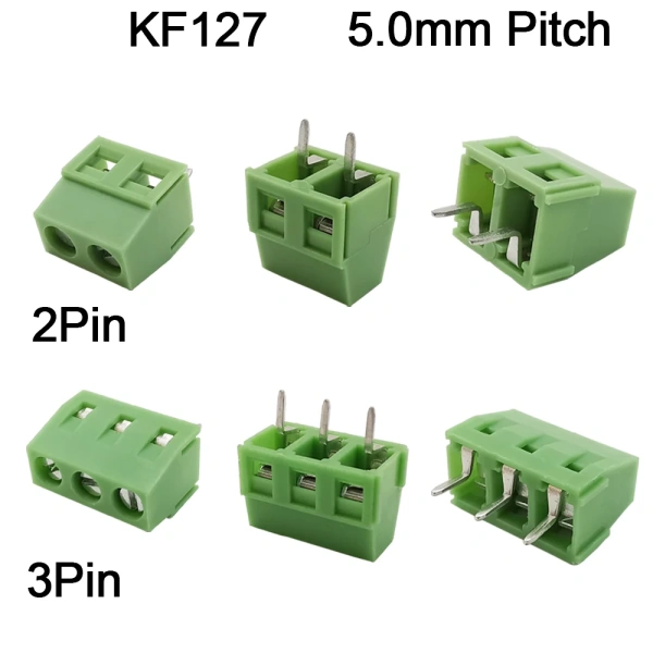 5.0mm Pitch KF127 PCB Wire Terminals Block KF127 2Pin 3Pin Spliceable Straight Pin Screw Terminal 26-14AWG Cable Connector