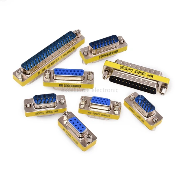 DB9 DB15 DB25 Gender Changer Adapter RS232 Com D-Sub To Male Female VGA Plug Connector 3Row 15Pin