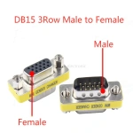 DB9 DB15 DB25 Gender Changer Adapter RS232 Com D-Sub To Male Female VGA Plug Connector 3Row 15Pin