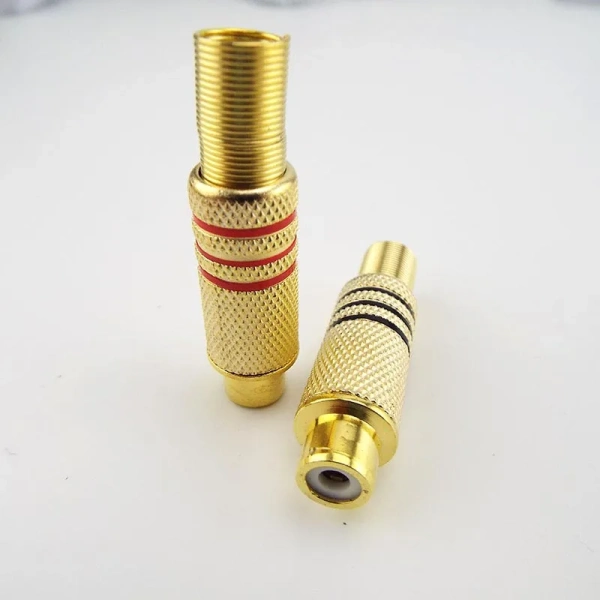 RCA Connector Plug Male female adapter Screws solder In-Line Jack Adapter Gold Plated Solder Type