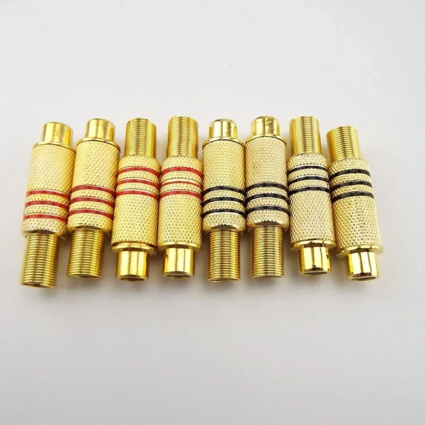 RCA Connector Plug Male female adapter Screws solder In-Line Jack Adapter Gold Plated Solder Type