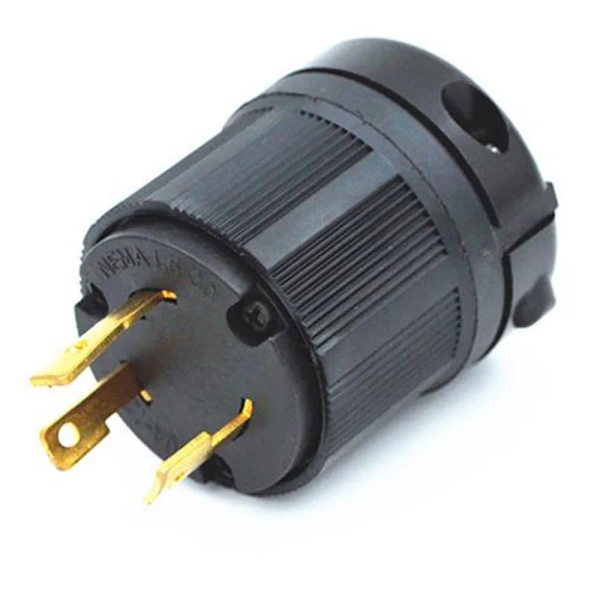 Black American 30A 250V NEMA L6-30P L6-30R US 3-hole anti-off industry power plug socket inline wire connector