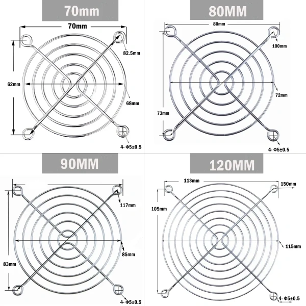 Cooling Case Fan Computer Fan Grill Metal Wire Finger Guard 30/40/50/60/70/80/90/120/135/140/150/170/200mm Metal fan Grill