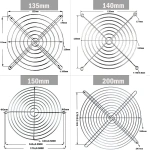 Cooling Case Fan Computer Fan Grill Metal Wire Finger Guard 30/40/50/60/70/80/90/120/135/140/150/170/200mm Metal fan Grill