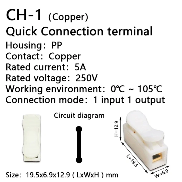 CH1 CH2 CH3 CH4 Quick Splice Lock Wire Connectors 1/2/3/4Pins Copper Electrical Cable Terminals For Easy Safe Splicing Into Wire