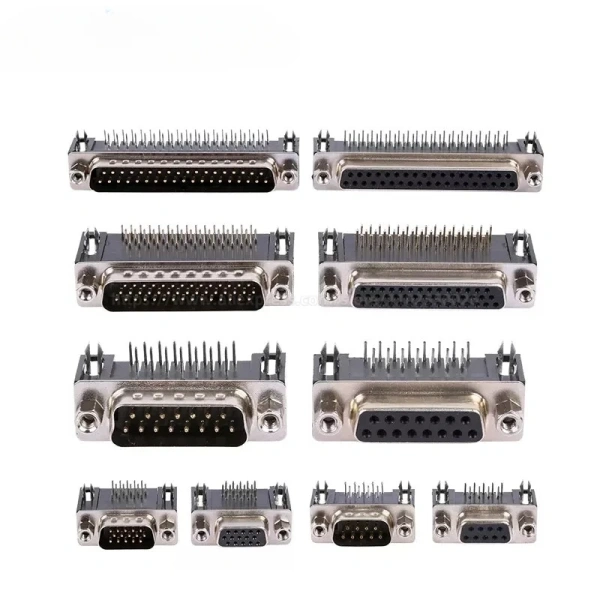 DR9 DR15 DR25 DR37 Hole/Pin Female Male Right Angle Welded D-sub Connector RS232 Serial Port Adapter DB9 9/15/25/37 Pin