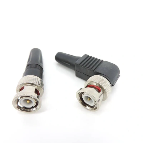 Straight Bnc Male plug Connector right angle 90 degree adapter For Rg59 solderless Cable CCTV video balun no solder