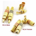 RCA Connector Plug Male female adapter Screws solder In-Line Jack Adapter Gold Plated Solder Type