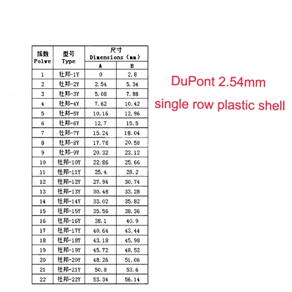 2.54mm DuPont head single row plastic shell 1X1P 2P 3P 4P 5P 6P 8P 9P 10P plug Jumper Wire CableHousing