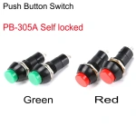 12mm PB-305A Self Locking PB-305B Self Reseting Non-locking 2Pins Push Button Switch 250V/3A Round Switch Red Green