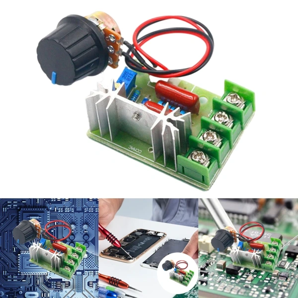 AC 220V 2000W Motor Speed Controller 25A Electronic Voltage Regulator Module High Power Speed Controller Regulation Small Dimmer