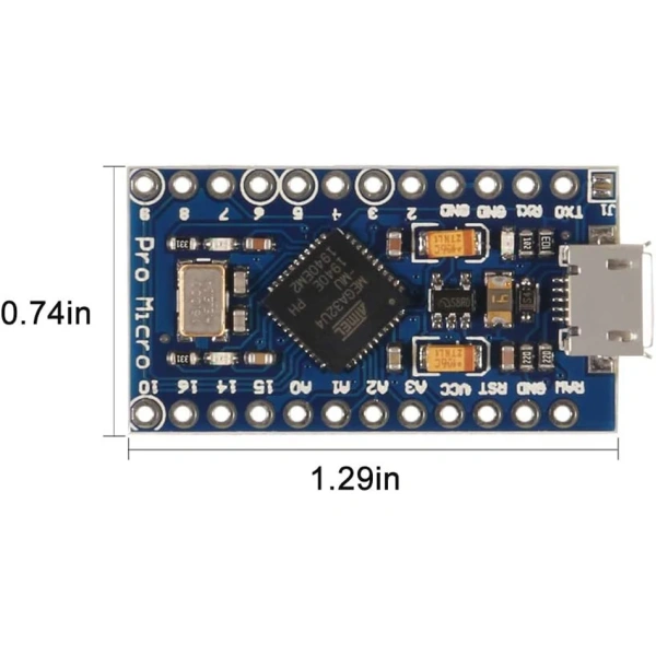 Pro Micro ATmega32U4 5V/16MHz Module Board, Replace with ATmega328 Pro Mini Compatible with Arduino with 2 Row Pin Header