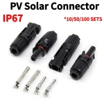 PV Solar Connectors,Male/Female IP67 Waterproof Solar Panel Cable Connectors,1000V/1500V 30A/50A DC PV Plug