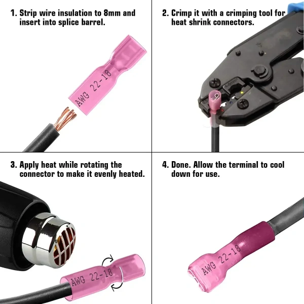 Heat Shrink Spade Terminals 22-10 AWG Kit Waterproof Insulated Butt Cable Wire Crimping Connectors Car accessories