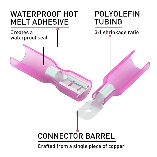 Heat Shrink Spade Terminals 22-10 AWG Kit Waterproof Insulated Butt Cable Wire Crimping Connectors Car accessories