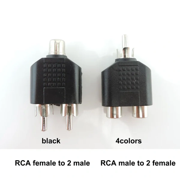 RCA Splitter 1 Male to 2 Female 1 femae 2RCA male Plug Y 3.5mm RCA jack connectors Double AV Audio Video Adapter Converter p1