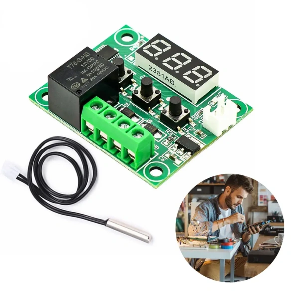 XH-W1209 Digital Temperature Control Switch Board with Waterproof NTC Probe Temperature Controller Module 10A One-Channel Relay