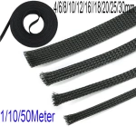 Black Cable Sleeve 4/6/8/10/12/16//18/20/25/30mm Tight PET Wire Cable Gland Protection Insulated Braid Sleeving