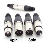 3 Pin 4 pin core XLR power Connector Adapter male female Audio Cable MIC Plug Jack Terminals Microphone Wire P1