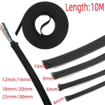 Black Cable Sleeve 4/6/8/10/12/16//18/20/25/30mm Tight PET Wire Cable Gland Protection Insulated Braid Sleeving