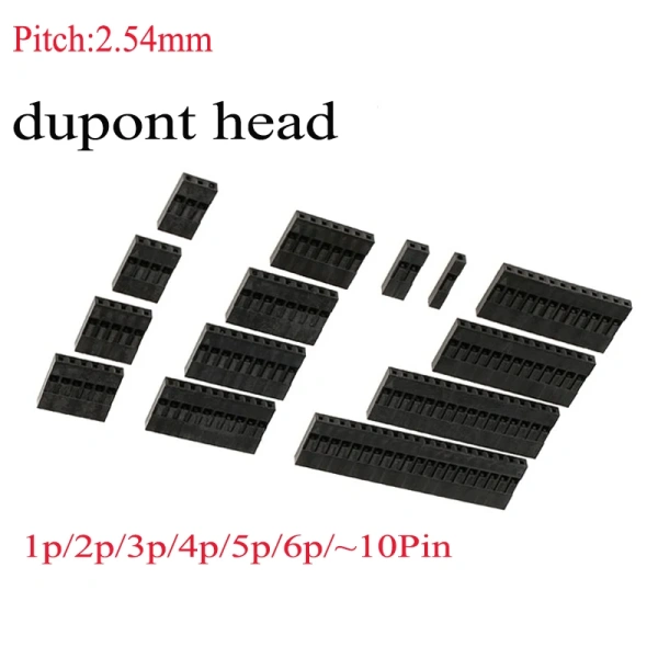 2.54mm DuPont head single row plastic shell 1X1P 2P 3P 4P 5P 6P 8P 9P 10P plug Jumper Wire CableHousing