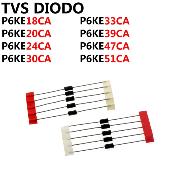 TVS DIODE P6KE18CA P6KE20CA P6KE24CA P6KE30CA P6KE33CA P6KE39CA P6KE47CA P6KE51CA