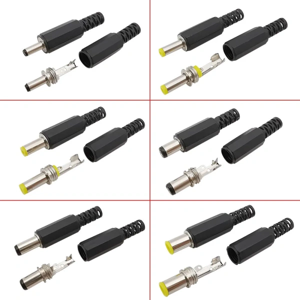 DC Power Male Plug 3.5x1.3mm 4.0x1.7mm 4.8x1.7mm 5.5x2.1mm 5.5x2.5mm 6.5x4.4mm Adapter Charging Solder Plugs Jack DC Connector