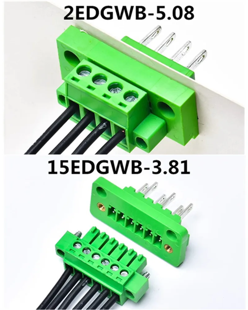 3.81mm Pitch 2EDGWB 5.08/15EDGWB 3.81 2/3/4/5/6/10/12Pin Wall Terminal Plug Type Connector Pcb Screw Terminal Block