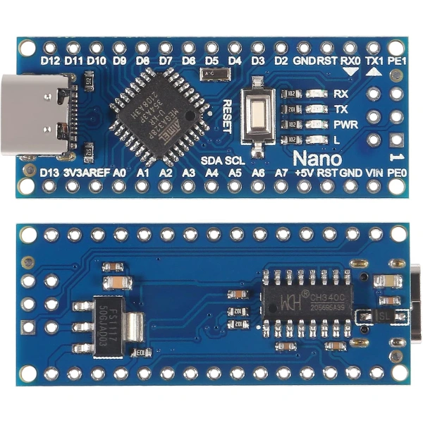 For Nano Board CH340/ATmega+328P Without USB Cable, Type-C Connection Compatible with Arduino Nano V3.0