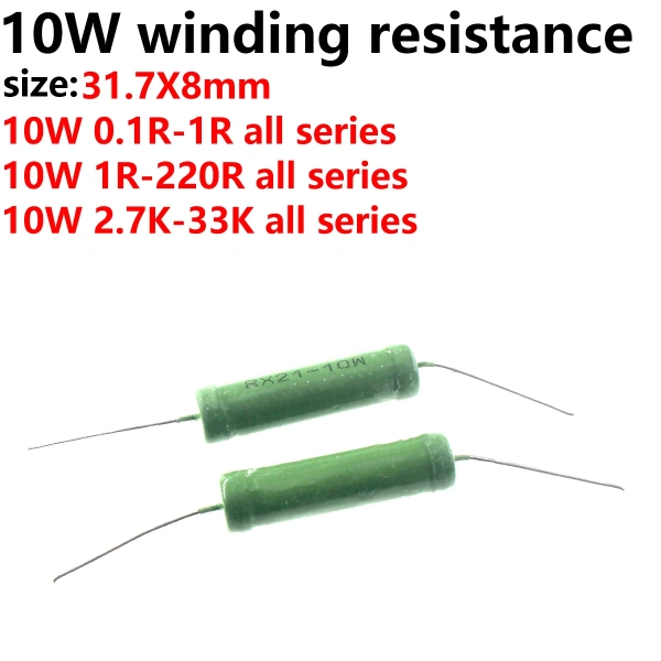 Winding resistor Green resistance 0.1R 0.22R 0.33R 0.47R 1R 2.2R 3.3R 10R 22R 47R 100R 220R 1K 2.2K 3.3K 4.7K 10K 20K 33K