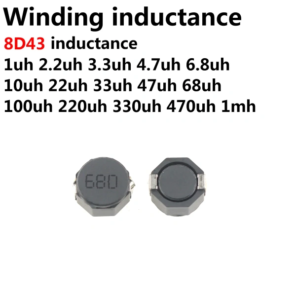 Inductor 8D43 8*8*4.3MM SMD Power Inductance 1UH 2R2 2.2UH 3.3UH 4.7UH 6.8UH 10 UH 100UH 150UH 220UH 330UH 470UH 1MH 2.2MH