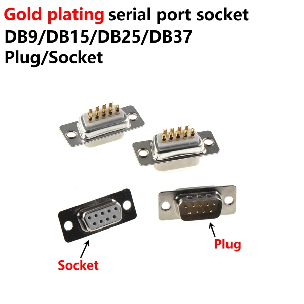 DB9 DB15 DB25 DB37 solid gold plated socket with welded wire turning needle