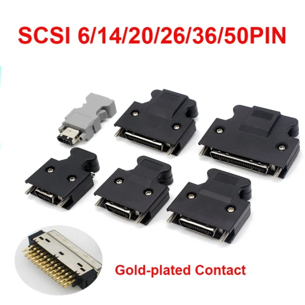 SCSI Connector MDR 14 20 26 36 50 Pin MDR Male Servo Receptacles Header Gold Plated Contact Cable Mount