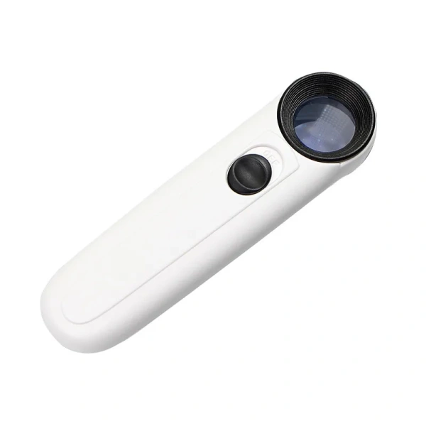 20X 21mm Straight Handle Magnifying Glass loupe with 2 LED Lights Illuminated Pocket Magnifier for Analysis Iridology MG6B-1B