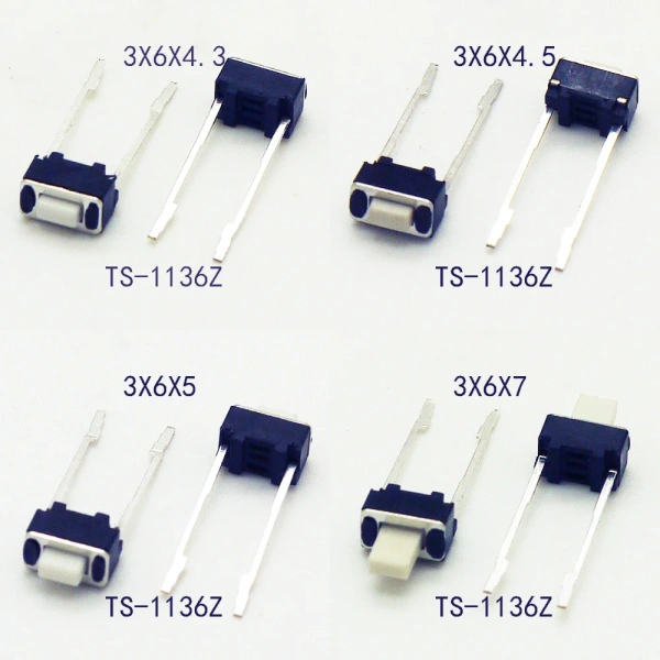 Momentary Tactile Switch Notx Fixed Push Button Tact Switch 3X6X4.3/4.5/5/7mm Middle 2 Long Pin For Audio /Toys/Speaker