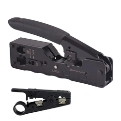 EZ-Type RJ45 Network Crimper - Crimp/Cut LAN CAT8/7/6A/6/5E (STP/UTP/With Tail Clip) & RJ11/12 TEL Modular Cable (AM-718)