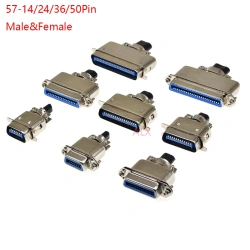 57 Series Centronics Connector Male Female CN14/24/36/50P Ribbon Computer Printer Cable Mount Adapters with Mental Cover