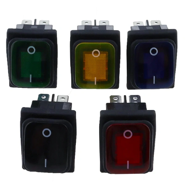 30x22 Heavy Duty Waterproof Rocker Switch 12V Red LED 220V Light Illuminated 16A 250VAC KCD4-201 DPST Switch 4pin