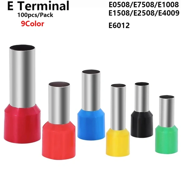 E0508 E7508 E1008 E1508 E2508 Insulated Ferrules Terminal Block Cord End Wire Connector Electrical Crimp Terminator