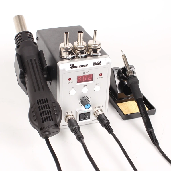 Solder Station 8586 2-in-1 Electric Soldering Irons Hot Air Heat Gun 760W SMD Rework Desoldering Welding Repair Tools Kit