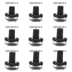 12X12 H=11.5/12/12.513/13.5/14/15/16/17MM 4PIN DIP SMT Momentary Tactile Tact Switch Push Button Key Button Black