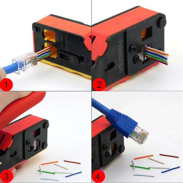 utp cat5e connector+CAT5 CAT6 CAT6A CAT7 CAT8 Crimping Pliers multitool rj45 crimper network tool stripper ethernet cable cutter