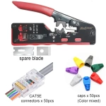 utp cat5e connector+CAT5 CAT6 CAT6A CAT7 CAT8 Crimping Pliers multitool rj45 crimper network tool stripper ethernet cable cutter