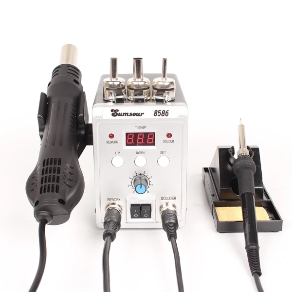 Solder Station 8586 2-in-1 Electric Soldering Irons Hot Air Heat Gun 760W SMD Rework Desoldering Welding Repair Tools Kit