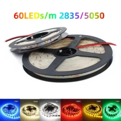 DC12V 5M 10M Led Strip Light Smd 2835 5050 60 Leds/M Blue Red RGB Warm White Flexible Ribbon Tape Lamp Diode Waterproof Luces