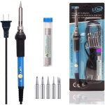 Soldering Iron Kit Electric 60W 220V Adjustable Temperature Soldering Gun Welding Tools, 5pcs Replacement Tips and Solder Wire (Basic)