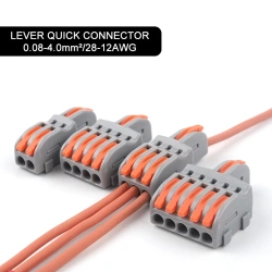 1 Input 2/3/4/5 Output Splitter Quick Spring Splicing Wire Connector Electric Cable Terminal Block Push In With Operation Lever