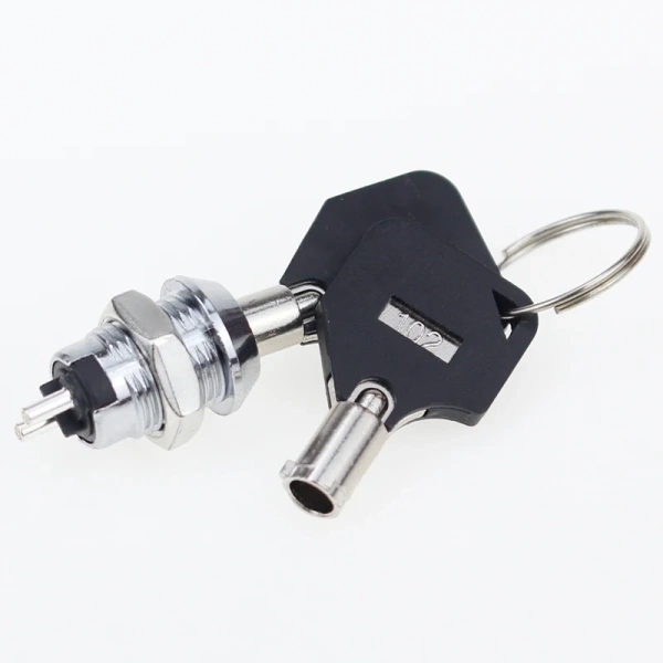 12MM Stainless Steel Telephone Lock Electronic Lock Power Lock Key Switch S1201 Double Side Pull Out Type 0.5A250V AC 2Keys