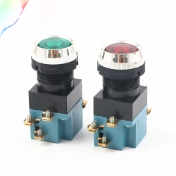 25mm Momentary With lamp Push button switch 25mm 5A 380V Circular small size Flat round Red Green LA19-11D